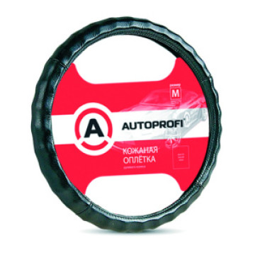 Оплетка руля AUTOPROFI (L) АР-265 BK кожа черный