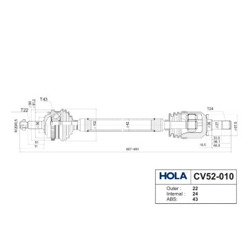 Привод ВАЗ-2170 Priora прав (Hola) в сб АВС