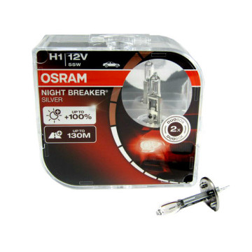 Автолампа H1 12V 55W (P14,5s) OSRAM Night Breaker+100% (к-т 2шт.)