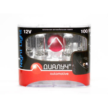 Автолампа H4 12V 100/90W (P43t) Диалуч NIGHT LIGHT (к-т 2шт.)