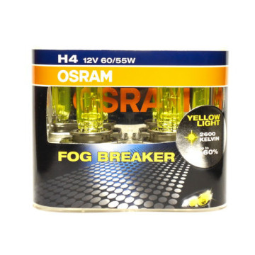 Автолампа H4 12V 60/55W (P43t) OSRAM Fog Breaker 2600kel (к-т 2шт.)