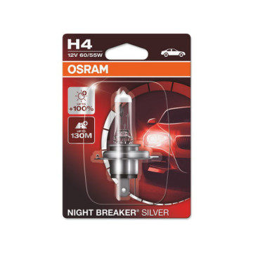 Автолампа H4 12V 60/55W (P43t) OSRAM Night Breaker+100% (к-т 2шт.)