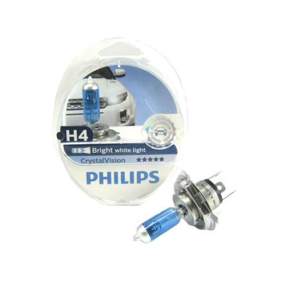 Автолампа H4 12V 60/55W (P43t) PHILIPS Cristal 4300kelvin (к-кт 2шт.+W5W)