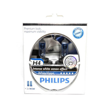 Автолампа H4 12V 60/55W (P43t) PHILIPS White 4200kel (к-кт 2шт.+W5W)