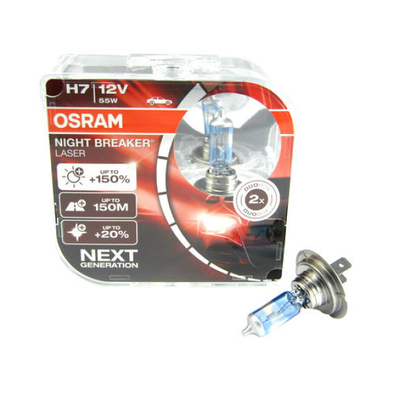 Автолампа H7 12V 55W (PX26d) OSRAM Night Breaker+150% (к-кт 2шт.)