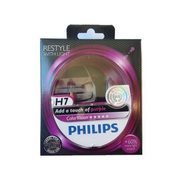 Автолампа H7 12V 55W (PX26d) PHILIPS Color розовый оттен. (к-кт 2шт.)