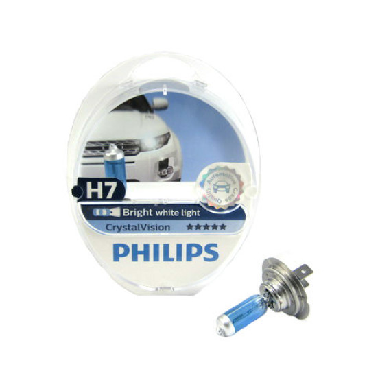 Автолампа H7 12V 55W (PX26d) PHILIPS Cristal 4300kel (к-кт 2шт.+W5W)