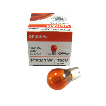 Автолампа PY21W 12V (BAU15s) ЖЁЛТАЯ (смещ.цоколь) OSRAM