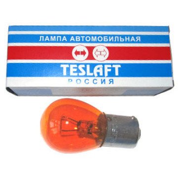 Автолампа PY21W 12V (BAU15s) ЖЁЛТАЯ (смещ.цоколь) TESLAFT