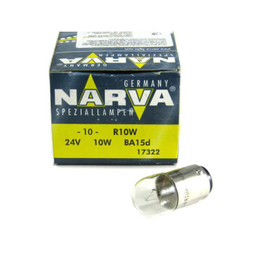 Автолампа R10W 24V (BA15d) двухконт. NARVA