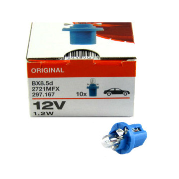 Автолампа W1,2W 12V (BAX8,5d) OSRAM с патроном (синим)