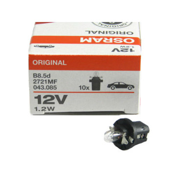 Автолампа W1,2W 12V (BAX8,5d) OSRAM с патроном (чёрным)