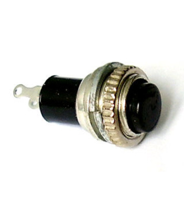 Кнопка без фиксации в металлическом корпусе "мини" (черная)