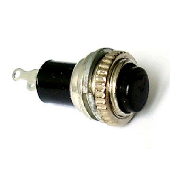 Кнопка без фиксации в металлическом корпусе "мини" (черная)