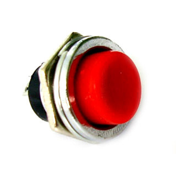 Кнопка без фиксации в металлическом корпусе (красная)