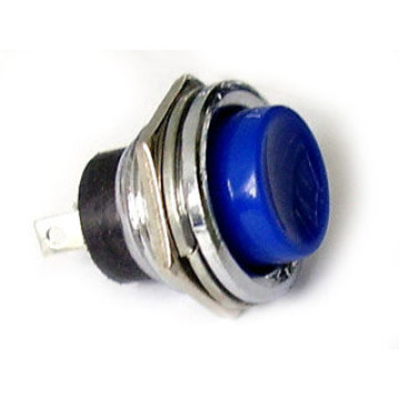 Кнопка без фиксации в металлическом корпусе (синяя)