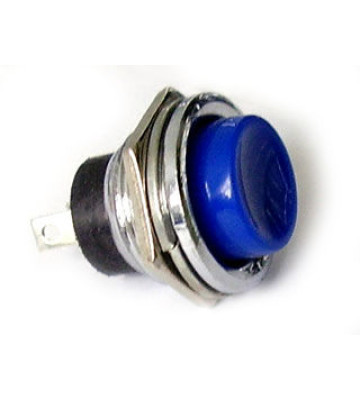 Кнопка без фиксации в металлическом корпусе (синяя)