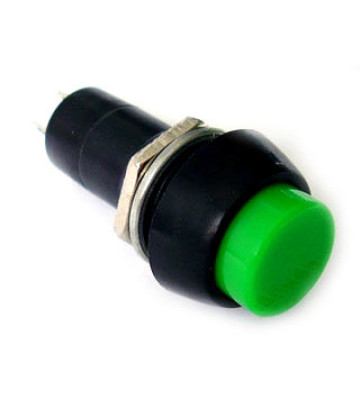 Кнопка без фиксации пластмассовая (зелёная)