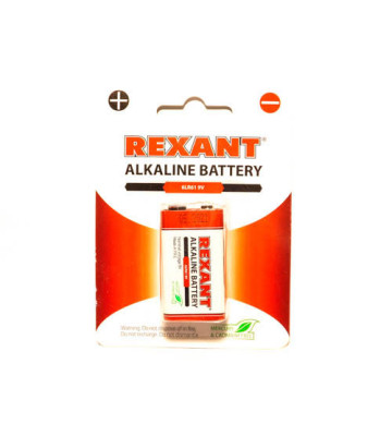 Батарейка 6LR61 9V 600mAh "алкалиновая" (КРОНА) REXANT