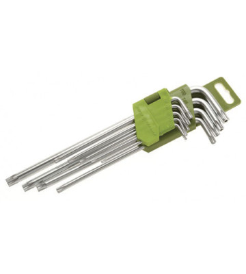 Набор ключей угловых TORX с отверстием длинных 9 шт. (Т10-Т50) ДТ
