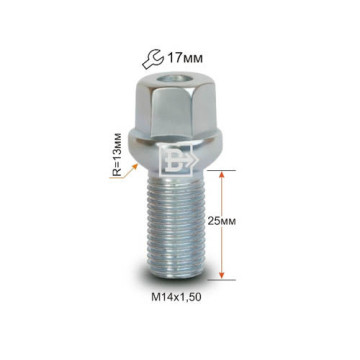 Болт колесный М14х1,5х25 (сфера кл.17) ВЕКТОР