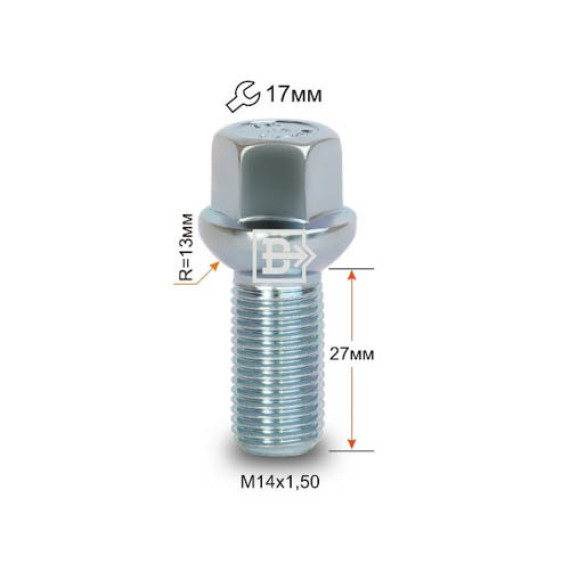 Болт колесный М14х1,5х27 (сфера кл.17) ВЕКТОР