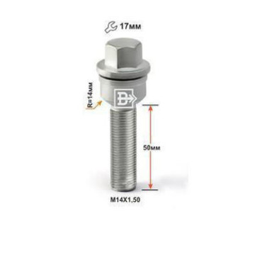 Болт колесный М14х1,5х50 с плавающей сферой (кл.17) ВЕКТОР