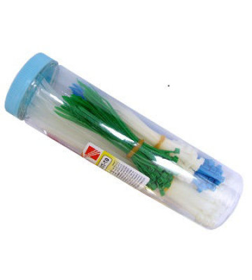 Стяжка пластиковая цветная,набор 2.5х100,х150,3.5х200 (Тубус 200шт)