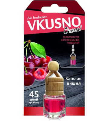 Ароматизатор подвес жидкий (FRESHCO) "Vkusno" Вишня AR1VB007 дерево+стекло