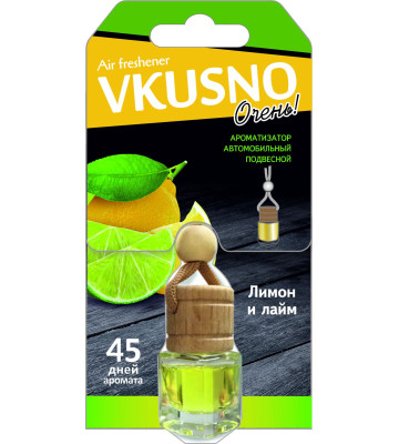 Ароматизатор подвес жидкий (FRESHCO) "Vkusno" Лимон-Лайм AR1VB002 дерево+стекло