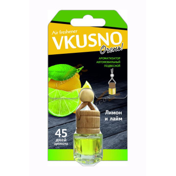 Ароматизатор подвес жидкий (FRESHCO) "Vkusno" Лимон-Лайм AR1VB002 дерево+стекло