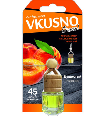 Ароматизатор подвес жидкий (FRESHCO) "Vkusno" Персик AR1VB003 дерево+стекло