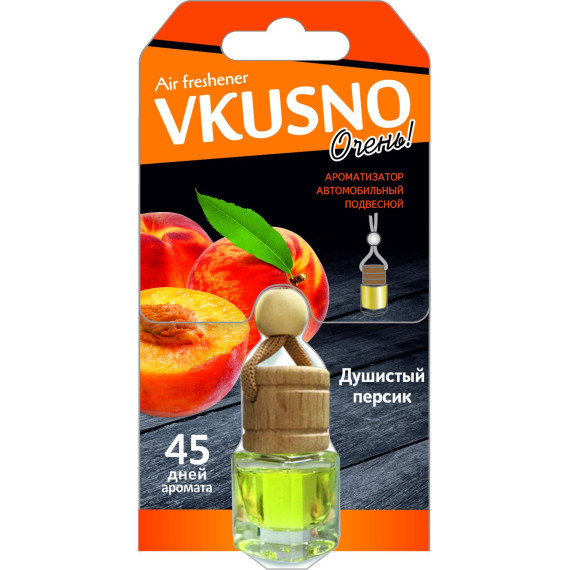 Ароматизатор подвес жидкий (FRESHCO) "Vkusno" Персик AR1VB003 дерево+стекло