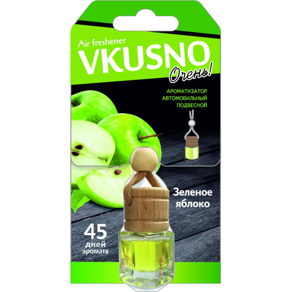 Ароматизатор подвес жидкий (FRESHCO) "Vkusno" Яблоко AR1VB001 дерево+стекло