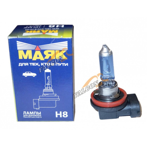 Лампа галог H8 12V35W (Маяк) SUPER WHITE 52820SW