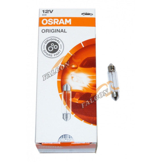 Лампа 12V5W (Osram ) SV8.5/8 2/цокол,з/ход, салон, стоп 41мм