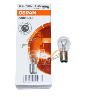 Лампа 24V21/5W (Osram) (з/ход, стоп) 2 конт (Германия) безцокольная