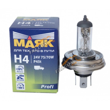 Лампа галог H4 24V75/70W (Маяк) Р45т 54435