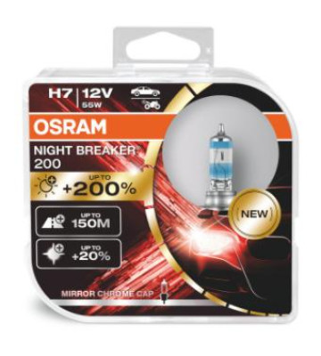 Автолампа H7 12V 55W (PX26d) OSRAM Night Breaker+200% (к-кт 2шт.)