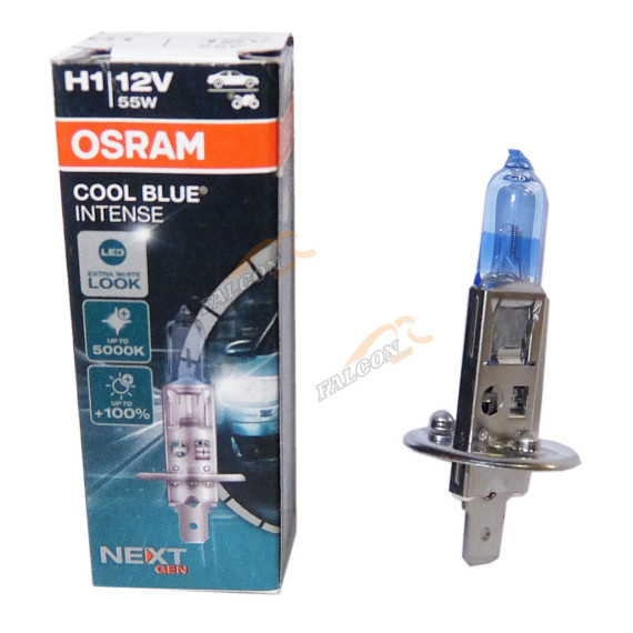 Лампа галог H1 12V55W+100% (Osram) 5000K COOL BLUE INTENSE белая 64150CBN