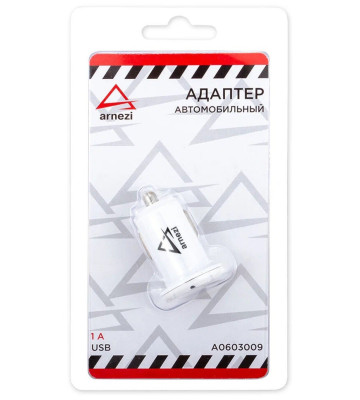 Зарядка "Адаптер USB в прикуриватель" (Arnezi) 1A/5V 1хUSB A0603009 Белый