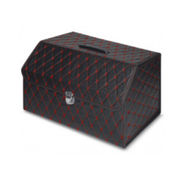Органайзер (сумка) AUTOPREMIER в багажник (L), экокожа 3D, черный/красная нить