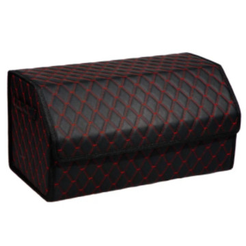 Органайзер (сумка) в багажник (L) 60 см, экокожа 3D, черный/красная нить
