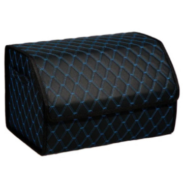 Органайзер (сумка) в багажник (L) 60 см, экокожа 3D, черный/синяя нить