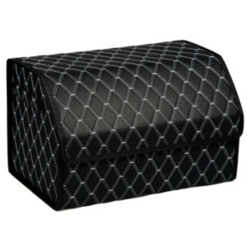 Органайзер (сумка) в багажник (M) 50 см, экокожа 3D, черный/белая нить