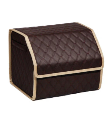 Органайзер (сумка) в багажник (S) 40 см, экокожа 3D, коричневый/коричневая нить