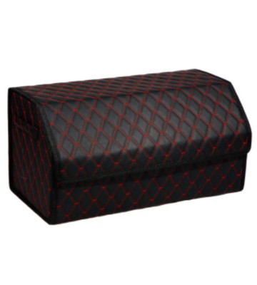Органайзер (сумка) в багажник (S) 40 см, экокожа 3D, черный/красная нить