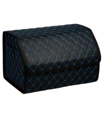 Органайзер (сумка) в багажник (S) 40 см, экокожа 3D, черный/синяя нить