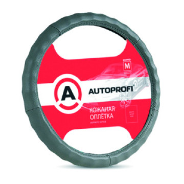 Оплетка руля AUTOPROFI (L) АР-265 D.GY кожа темн.серый