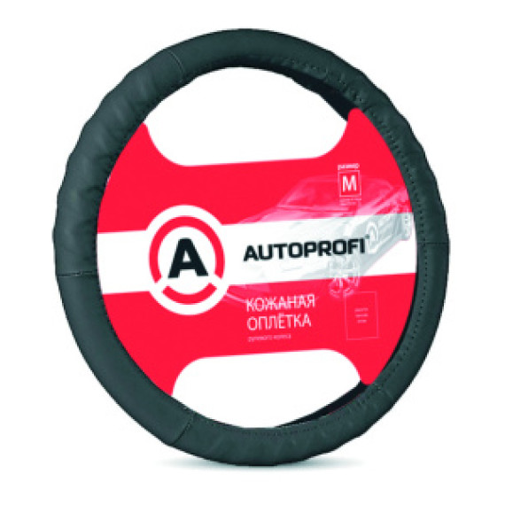 Оплетка руля AUTOPROFI (L) АР-300 BK кожа черный